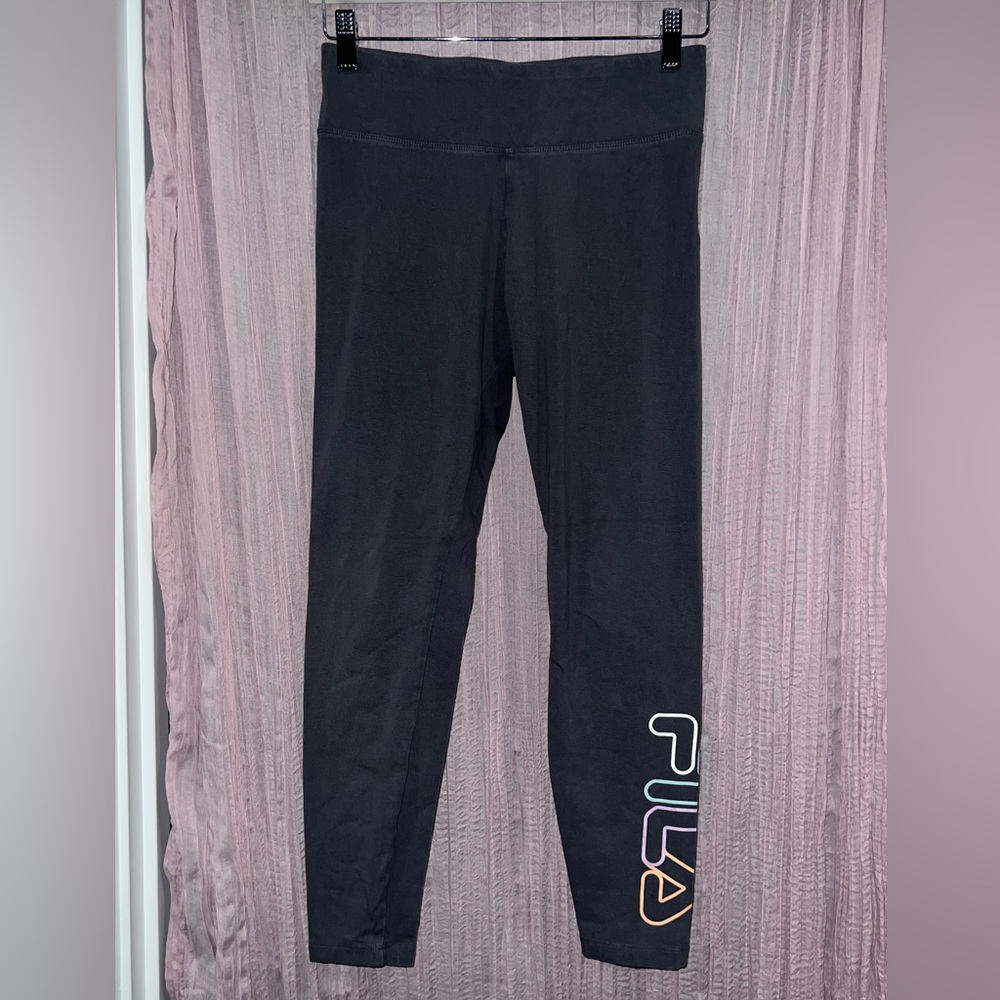 Fila Gray Athletic Leggings with Logo Design